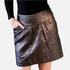 Tibi Brown Metallic Mini Skirt with Pockets, size 6